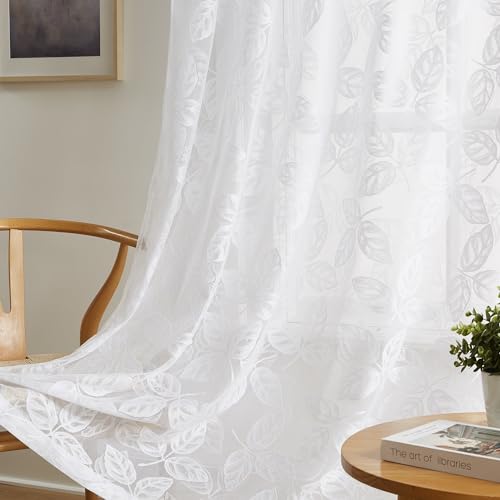 Warm Home Designs 84 Inch White Lace Curtains for Leaf