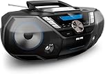 Philips AZB798T / 12 CD Sound Machine, Portable CD Player (DAB +/FM Radio, Bluetooth, CD, MP3-CD, USB, Cassette, All-in-One Sound System), Black