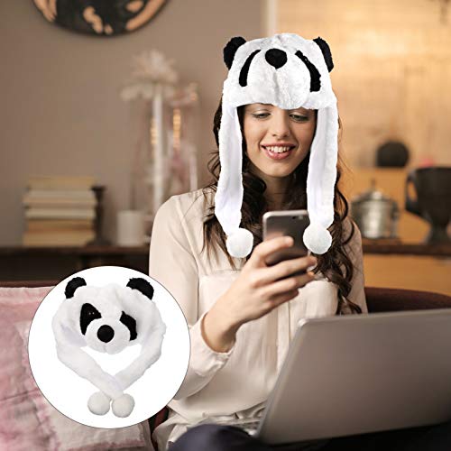 Amosfun Chapéu de Panda de Pelúcia Peles Artificiais Boné de Animal Novidade Inverno Quente Cachecol