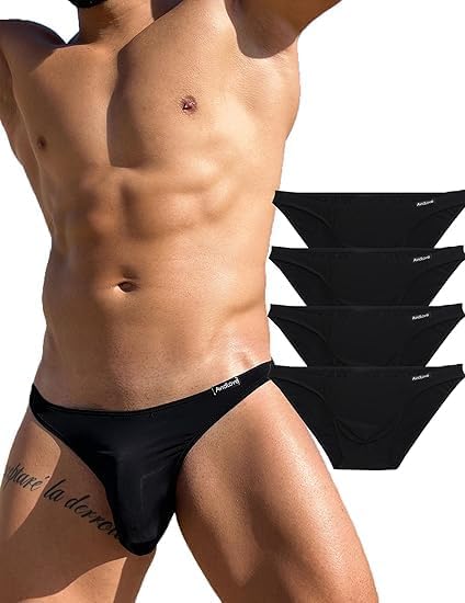 ELESOL Underwear Men's 4 Pack Classic Low Rise Stretchy Hip Briefs Bikini