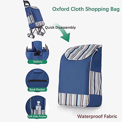 Einkaufstrolley Klappwagen Einkaufswagen, leichter Treppenklettern mit Oxford Tuch Einkaufstasche Multifunktionale… – Bild 4