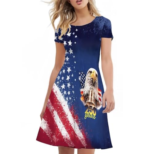 Image of AFPANQZ Womens Casual Summer Lightweight Vintage Dress Short Sleeve Midi Dress Knee-Long Luxury Formal Dress