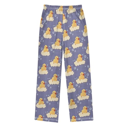 Cute Duck Bath Pattern Cute Pajama Pants, Soft Sleepwear Lounge Pants Pajama Pj Bottoms for 6-14 Years2