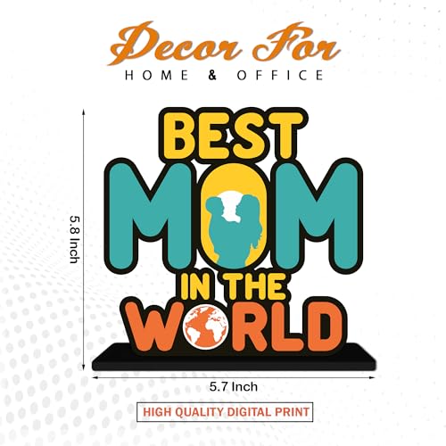 Image of Artvibes Best Mom in the World Quotes Table Decor for Office Desk | Home Decoration Items | Living Room | Modern Art Wooden Showpiece Decorative Gift Item (SP 1187)