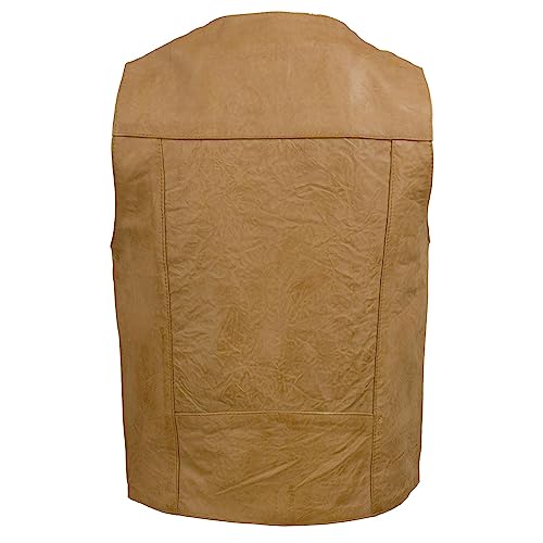 Milwaukee Leather LKM3702 Men's Leather V-Neck Western Style Motorcycle Rider Vest w/Classic Buffalo Snaps Closure2