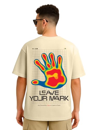 Image of Veirdo Cotton Drop Shoulder Round Neck Oversized Baggy Fit Front & Back Graphic Printed Half Sleeve T-Shirt Men (Available in from S to 2XL)