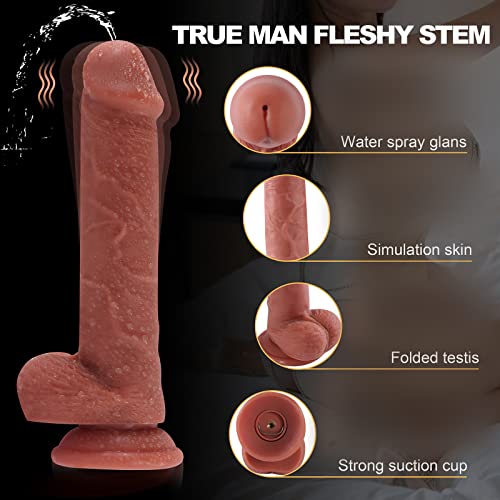 TDLPlus Realistischer Dildo Vibrator mit Squirting Wassersprüh funktion und 7 Vibrationsmodi, Silikon Analdildo mit Fernbedienung und Sperma Spritzfunktion,Sexspielzeug für Frauen Männer – Bild 3
