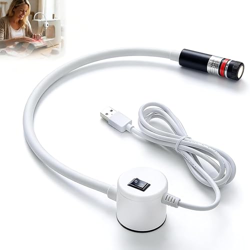 Magnetic Sewing Machine Light - Red Cross-Line Seam Guide with Strong Magnetic Base Flexible Gooseneck Arm & USB Power Hands-Free Precision Quilting Light for Straight Stitching