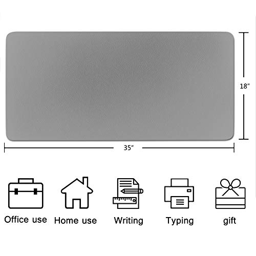 Desk Pad Protector Office Desk Mat, Bubm Waterproof Pu Leather Desk Writing Mat Laptop Large Mouse Pad Desk Blotters Desk Decor For Office Home, 35.4" X 17", Grey #TOP1