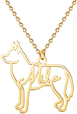 CoolJewelry Custom Dog Cat Pet Memorial Name Necklace Dainty Animal Pendant Chain Personalized Jewelry Gifts for Dog Lover Women