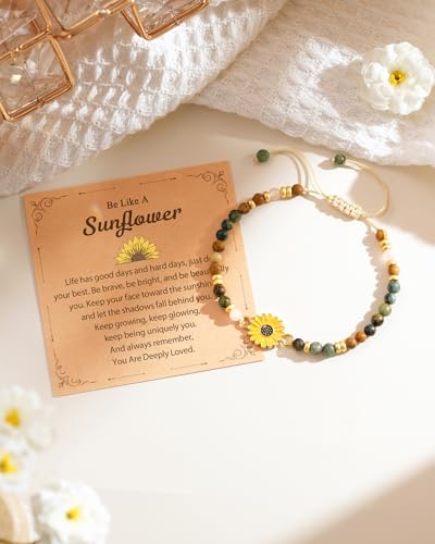 Image of Tarsus Sunflower Gifts for Women Teens - Positivity, Love & Strength | Unique Gift for Birthday, Christmas, or Thank You Occasion, Sunshine Sunflower Bracelet for Friends Coworkers Daughter...