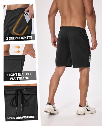 Men’s Gym Shorts Athletic Running Workout Basketball Casual Sport Short for Men Quick Dry with 2 Pockets4