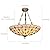 YIYIBYUS 20 Inch Ceiling Light Vintage 5 Light Stained Glass Ceiling Chandelier Peacock Green Semi-Flush Mount Close to Ceiling Lighting Fixture for Living Dining Room, Bedroom (Bulb Not Included)