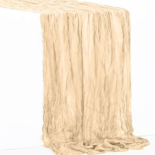 1 Pack Nude Cheesecloth Table Runner 35x120 Inch 10Ft Rustic Gauze Cheese Cloth Table Runner Sheer Cheesecloth Table Runners for Wedding Party Bridal Shower Decoration by SuBleer - Image 7