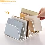 YUXUN Acrylic Mail Sorter for Desk, 4 Compartment Mail Organizer - Image 4