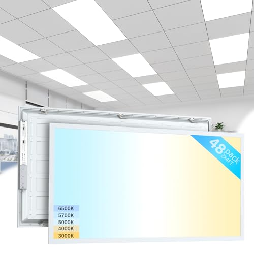 Deamoris 48 Pack 2x4 LED Flat Panel Light, 7700LM 5 Wattage 30W-70W Dimmable & Selectable, 5CCT 3000K-6500K Adjustable Recessed led Drop Ceiling Lights,120-277V for Commercial and Home (48 Pack)