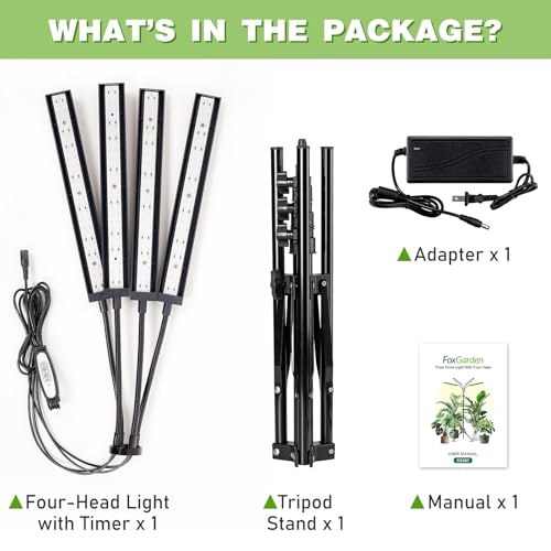 Foxgarden A0160 ® Grow Lights For Indoor Plants Full Spectrum With Tripod Stand, Tall Plant Lights For Indoor Growing With Flexible Gooseneck, Four-Head Grow Lamp thumb #6
