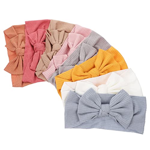 HANABASS 8Pcs Bow Knot Headbands Soft Elastic Hair Wraps for Newborns for Family Photos Birthdays and Everyday Use Mixed Styles for All Hair Types