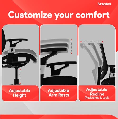 Image of STAPLES Hyken Ergonomic Task Chair, Mesh, Ergonomic, Lumbar Support, Swivel, Black