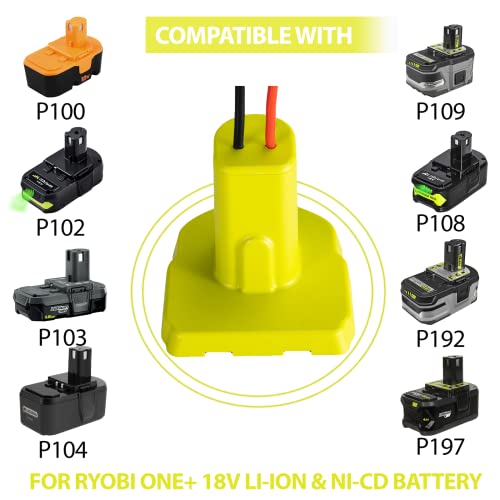 Upgraded Power Wheel Adaptor For Ryobi 18V Battery With Fuse & Wire Terminals,Power Connector For Rc Car, Robotics,Rc Truck, Diy,Work For 18V P100 P102 P103 P107 P108 Li-Ion & Ni-Cd Battery #TOP3
