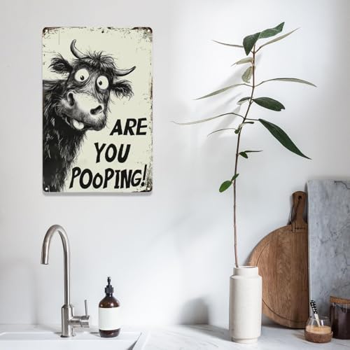Póster de metal para baño de 30 x 20 cm ideal para decorar con humor y estilo moderno 3
