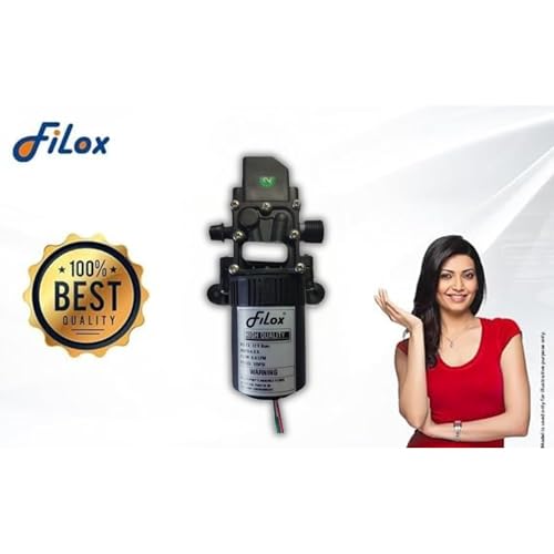 Image of Filox 12V DC Water Pump 125 PSI 6 LPM - Self Priming Diaphragm Pump with Pressure Switch & SMPS Adapter | Battery Sprayer Motor for Agriculture, Spray & Cleaning (Black)
