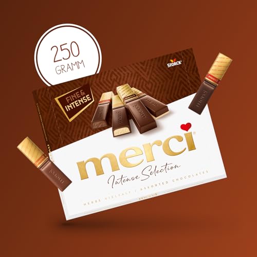 merci Finest Selection Herbe Vielfalt – 1 x 250g – Erlesene Schokoladen-Spezialitäten aus dunkler Schokolade – Gefüllte und nicht gefüllte Pralinen