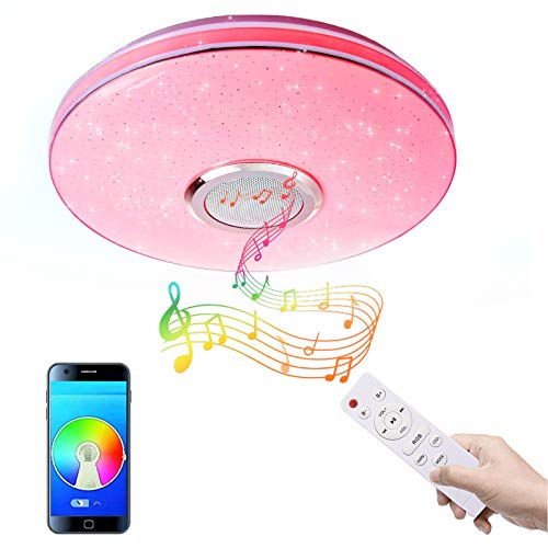 LED Deckenleuchte Bluetooth Lautsprecher mit APP Fernbedienung 36W Farbwechsel Dimmbar 3000-6500 RGB LED Musik Deckenlampe Kinderzimmer