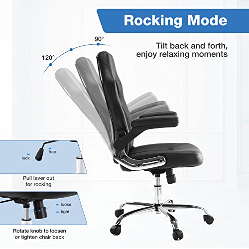 Jhk Gaming Chair Ergonomic Office Chair, Pu Leather Gamer Chair With Padded Flip-Up Armrests And Lumbar Support, Height Adjustable Computer Desk Chair Pc Gaming Chair For Adults Teens, Black #TOP6
