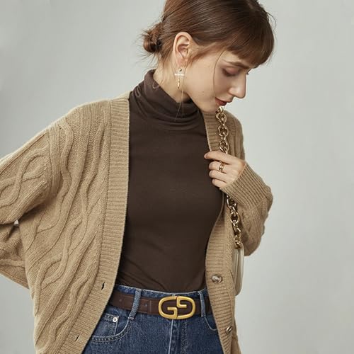 Image of Women's Fashion Classic Metal Buckle Leather Belt with Jeans Dress