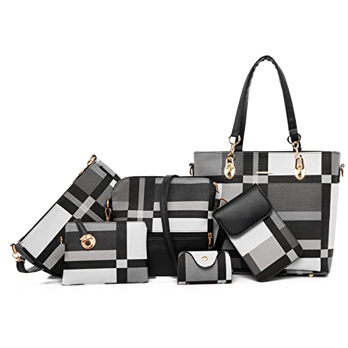 Image of OTMIPIML Purses and Handbags for Women Synthetic Leather Tote Crossbody Bags Satchel Purses Set 6pcs | Set