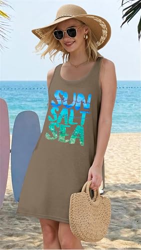 Image of Sun Salt Sea Summer Tank Dress for Women 2026 Beach Dresses Vacation Graphic Dress Hawaiian Tank Dresses