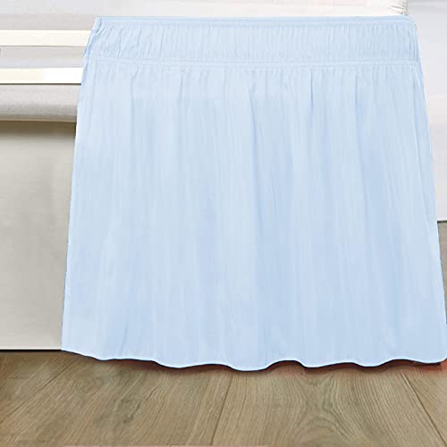 Image of Wrap Around Dust Ruffled Bed Skirt 12 inch Inch Tailored Drop Fade Resistant Brushed Microfiber Bed Skirt -Double Bed | Sky Blue