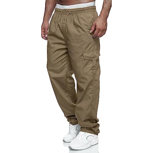 Mens Cargo Pants Relaxed Fit Drawstring Joggers Sweatpants for Men Workout Casual Long Trousers