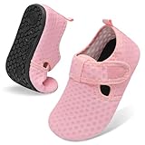 LeIsfIt Kids Water Shoes Girls Boys Quick Dry Aqua Socks Breathable Swim Shoes Non-Slip Barefoot Socks for Beach Surf, Pink, 6-7 Toddler