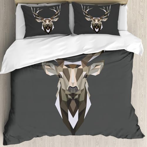 Ensemble de literie cerf low poly en microfibre 178x208cm avec 2 taies d'oreiller - 4