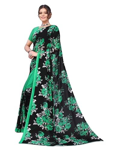 Image of Women's Printed Georgette Saree with Unstitched Blouse Piece | Stylish Lightweight Sari For Woman | Office Wear | Daily Wear (Saree 5.2m & Blouse 0.8m)