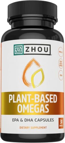 Zhou Plant-Based Omegas - Vegan Omega 3 Supplement - 30 Vegetarian Capsules