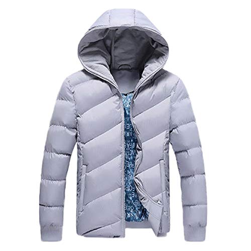 Preisvergleich Produktbild Amphia Herren Baumwollmantel mit Kapuze Daunenjacke - Männer Winter Warme Kapuzenjacke Dicker, Mantel mit Reißverschluss Baumwolle Jacke(GrauM)