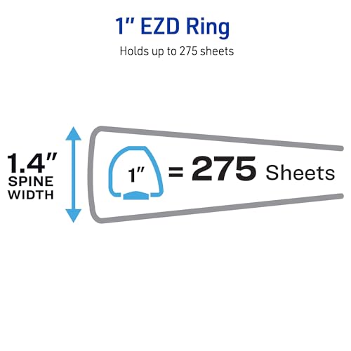 avery heavy-duty view 3 ring binder 134 one touch ezd rings 275-sheet capacity 14 inch wide spine great for home school supplies office or organization needs 1 white binder 79199