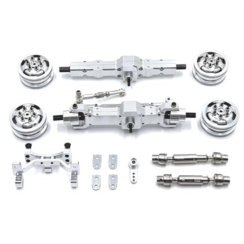 RC�J�[�̕i���� For WPL C74 1/10 RC�J�[�p�[�c�A�N�Z�T���[ ���^���A�b�v�O���[�h �A�N�X�� �T�[�{�}�E���g �z�C�[���n�u �h���C�u�V���t�g(Silver)