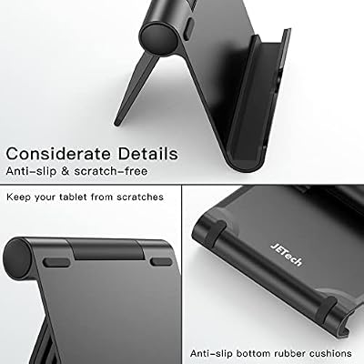 JETech Tablet Stand, Adjustable Portable Desktop Holder, Foldable Dock for iPad/iPad Pro/Air/Mini, Galaxy Tab A8/A7 Lite/A7/S8/S7, Kindle, Tab/Phones(4-11), Black