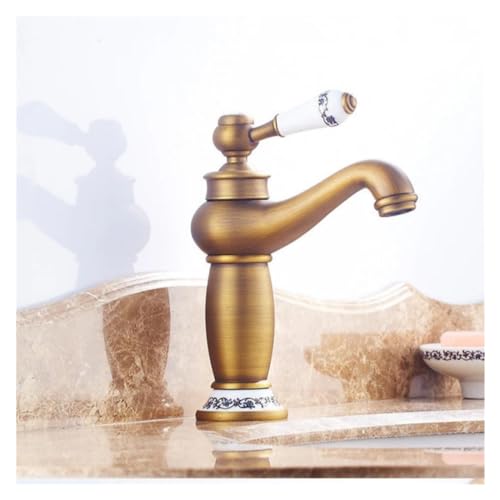 Grifo de lavabo monomando retro de latón mezclador agua fría y caliente