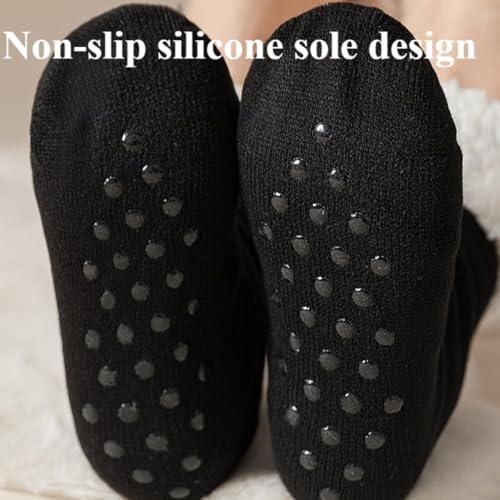 Slipper Socks for Men Fuzzy Non Slip Socks Mens Winter Thermal Snowflake Fleece Lining Home Socks 6-114