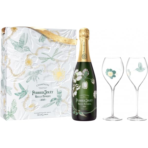 Perfetta Idea Regalo Champagne Perrier Jouët Belle Epoque Millésimé 2015 EDIZIONE LIMITATA Fernando Laposse Confezione 2 Flûtes con Bottiglia da 75 cl - Idea Regalo - Belle Epoque Millésimé 2015 Champagne Perrier Jouët