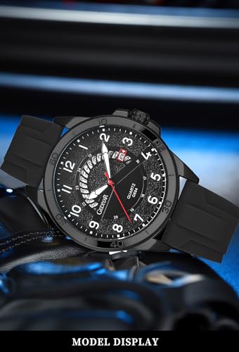 Image of Waterproof Watch Analog Military Stylish Durable Timepiece for Men Boy Sports Wrist Quartz Watches,Silicone Strap