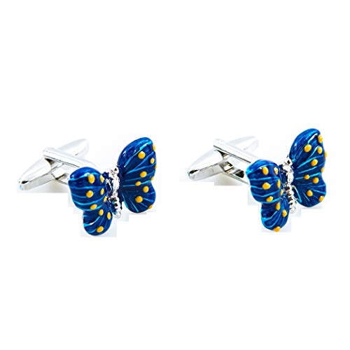 MRCUFF Butterfly Blue Pair Cufflinks in a Presentation Gift Box & Polishing Cloth3