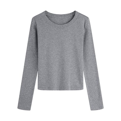 Basic Long Sleeves T-Shirts for Teens Solid Color Crewneck Lightweight Tops Simple Soft Thermal Undershirts S-XXL