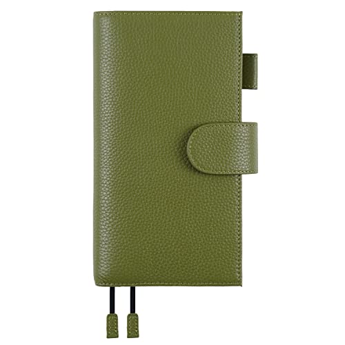 Moterm Leather Cover for Hobonichi Weeks - Fits Hobonichi Weeks/Weeks Mega with Back Pocket (Pebbled-Olive)