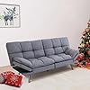 Hcore convertible splitback futon sofa bed for living room office apartment memory foam sleeper loveseat modern small couch in grey  urban country home decor